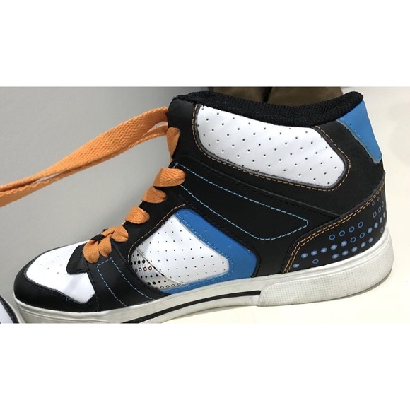 Mens WAXX Hightop Tennis Shoe White Black Leather Size 8 - Picture 4 of 6